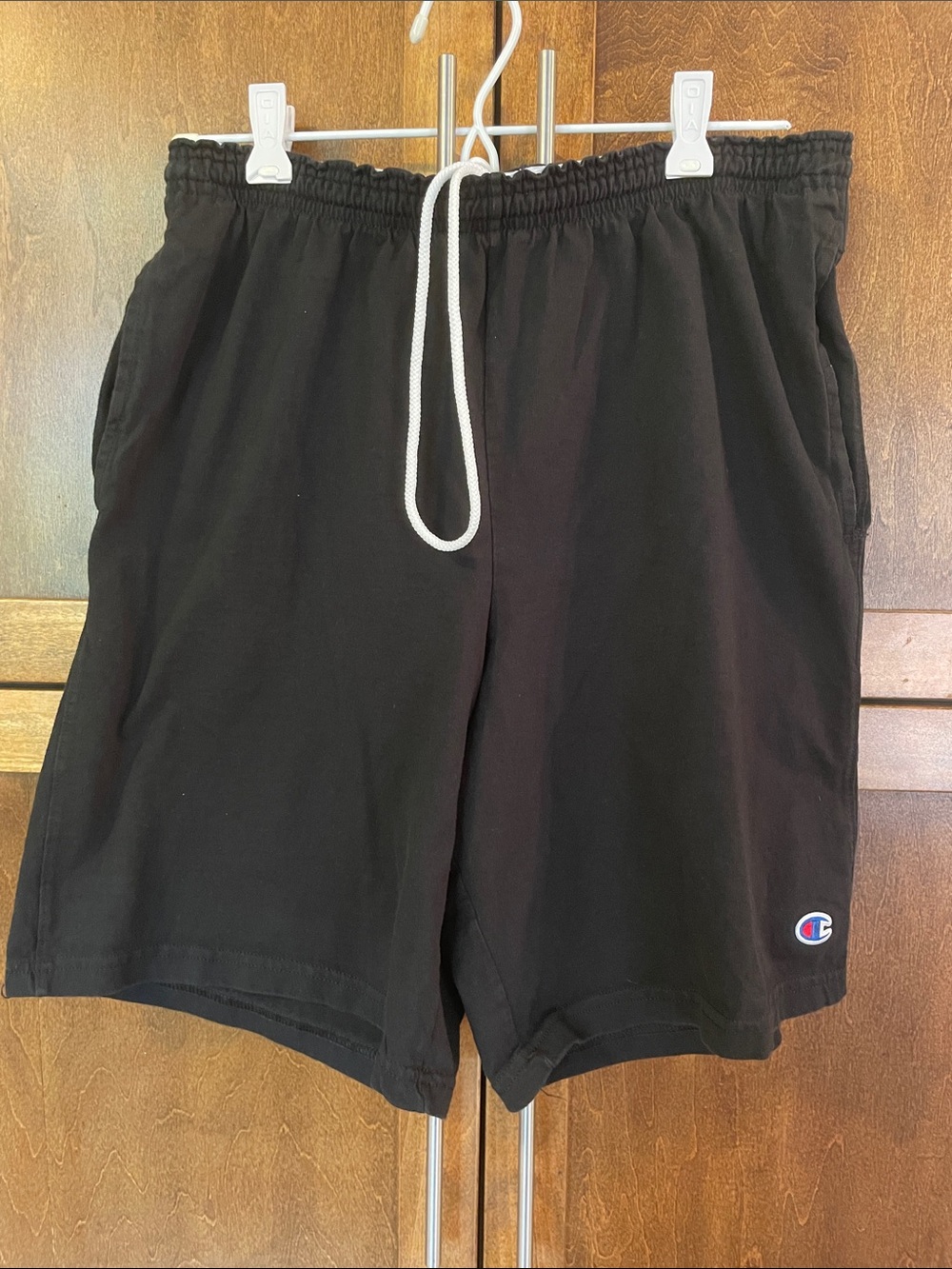 Champion Black Athletic Shorts with White Drawstring